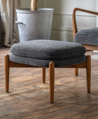 Charcoal Boucle Fabric Foot Stool - The Farthing