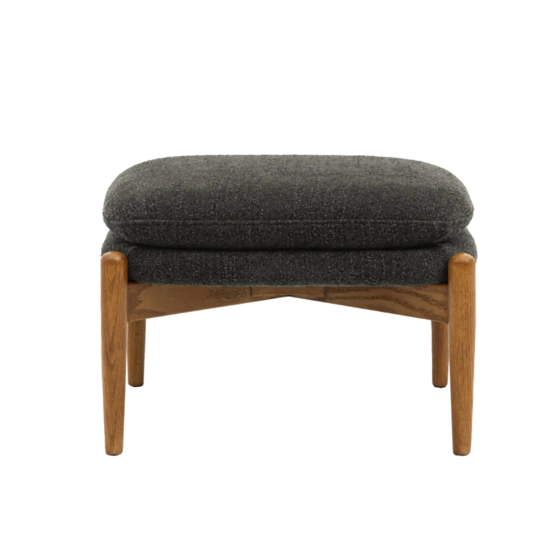 Charcoal Boucle Fabric Foot Stool - The Farthing