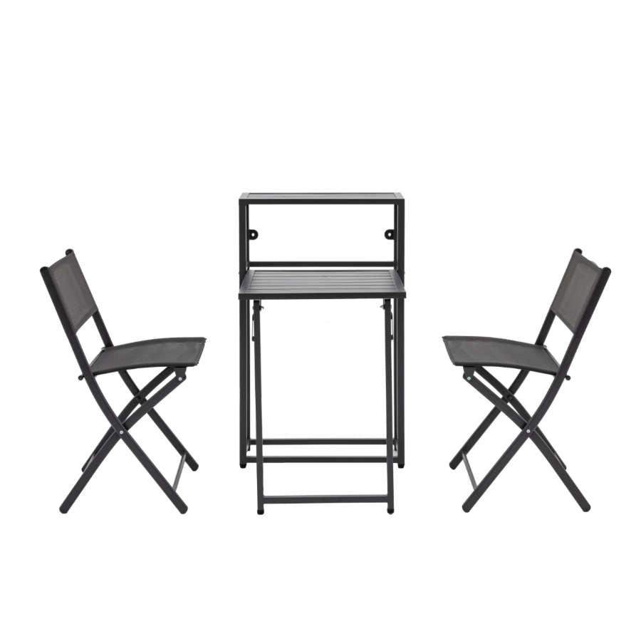 Charcoal Folding Table & Chairs Balcony Seating Set - The Farthing