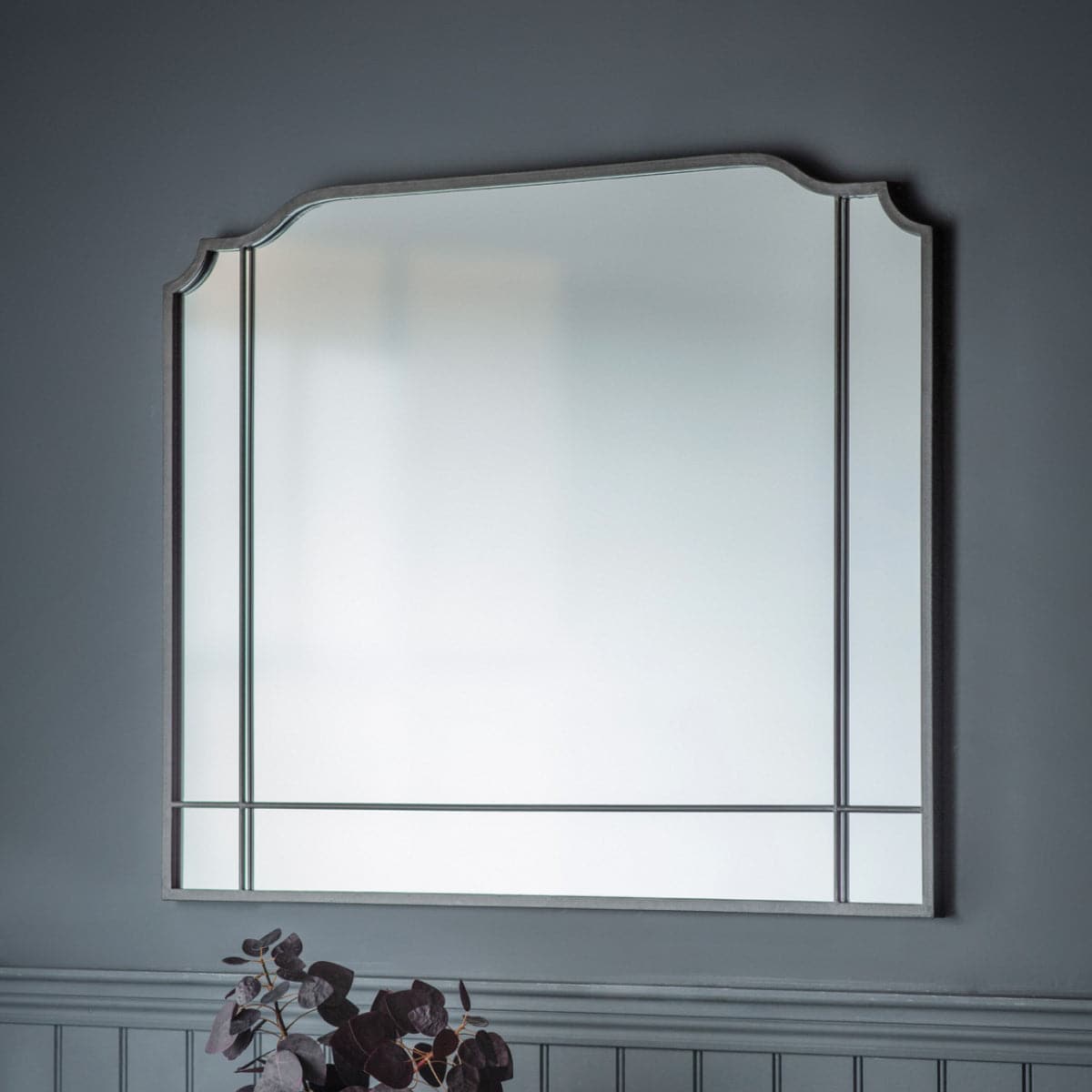 Charcoal Grey Metal Overmantel Wall Mirror - The Farthing