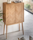 Chevron Fronted Oak 2 Door Cocktail Drinks Cabinet - The Farthing