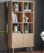 Chevron Fronted Oak 2 Door Open Display Shelf Unit - The Farthing