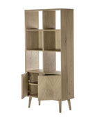 Chevron Fronted Oak 2 Door Open Display Shelf Unit - The Farthing