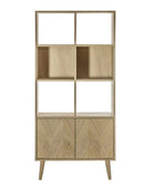 Chevron Fronted Oak 2 Door Open Display Shelf Unit - The Farthing