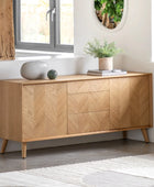 Chevron Fronted Oak 2Door 3Drawer Sideboard - The Farthing