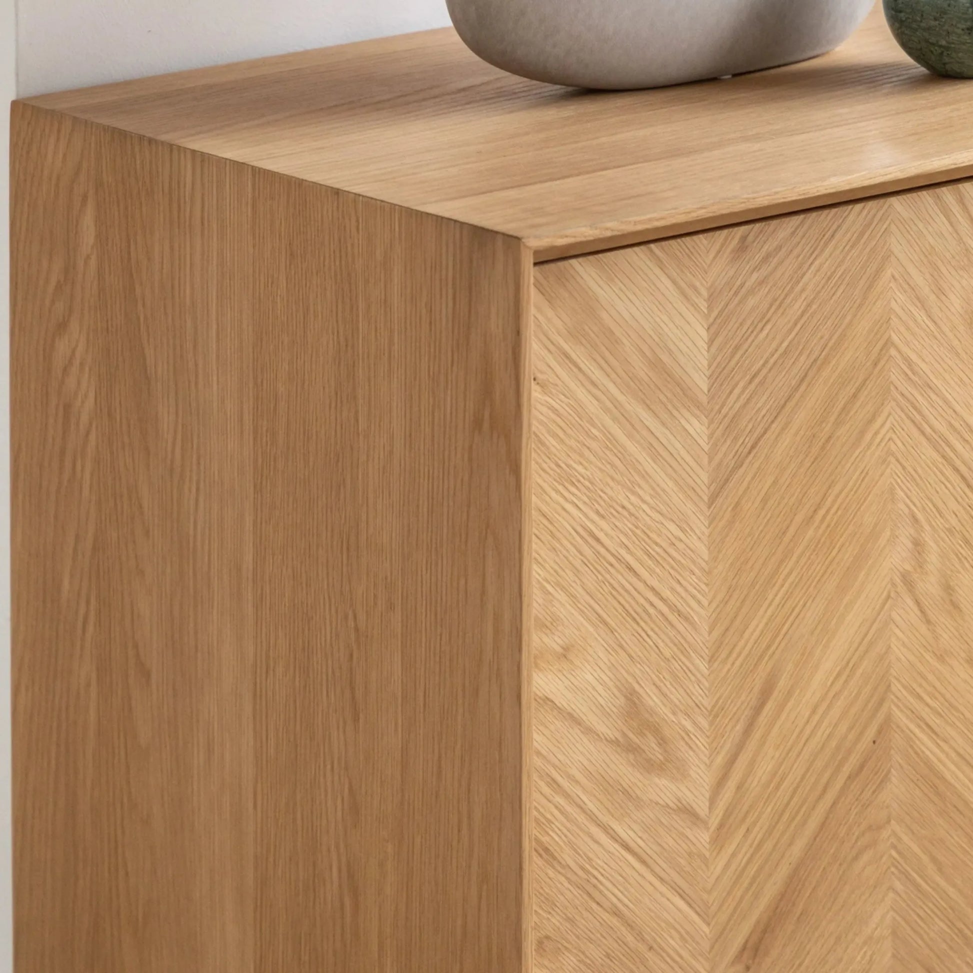 Chevron Fronted Oak 2Door 3Drawer Sideboard - The Farthing