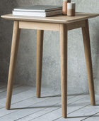 Chevron Topped Oak Square Side Table - The Farthing