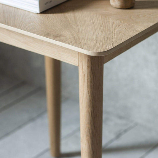 Chevron Topped Oak Square Side Table - The Farthing