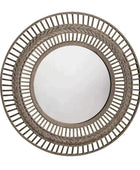 Chevron Woven Round Bamboo Wall Mirror - The Farthing