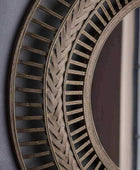 Chevron Woven Round Bamboo Wall Mirror - The Farthing