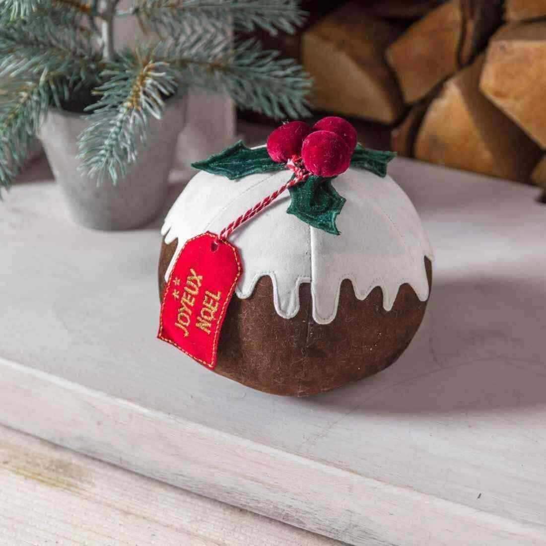 Fabric Christmas Pudding Doorstop - The Farthing