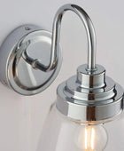 Chrome and Clear Glass Shade Bathroom Wall Light - The Farthing