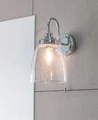 Chrome and Clear Glass Shade Bathroom Wall Light - The Farthing