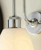 Chrome & Opaque Glass Shade Bathroom Swan Neck Wall Light - The Farthing