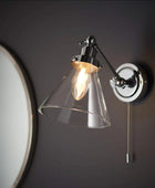Chrome Bathroom Cone Wall Light with Pull Cord - The Farthing