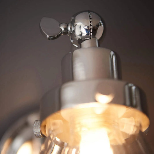 Chrome Bathroom Cone Wall Light with Pull Cord - The Farthing