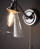 Chrome Bathroom Cone Wall Light with Pull Cord - The Farthing