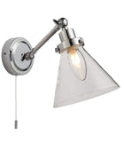 Chrome Bathroom Cone Wall Light with Pull Cord - The Farthing