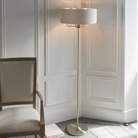 Chrome Floor Lamp with Fabric Shade - The Farthing