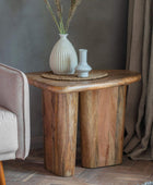 Chunky Mango Wood Side Table - The Farthing