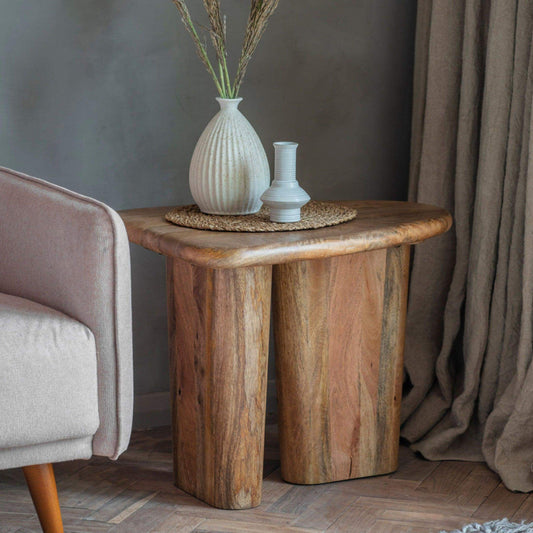 Chunky Mango Wood Side Table - The Farthing