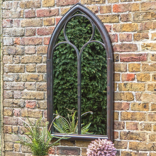 Church Window Inspired Outdoor Garden Wall Mirror - The Farthing