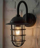 Coastal Matt Black Exterior Cage Wall Light - The Farthing