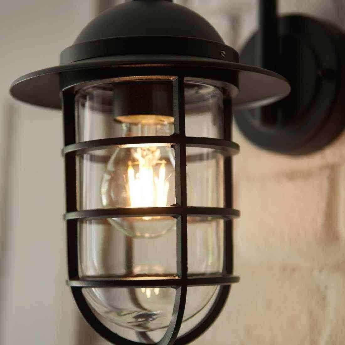 Coastal Matt Black Exterior Cage Wall Light - The Farthing