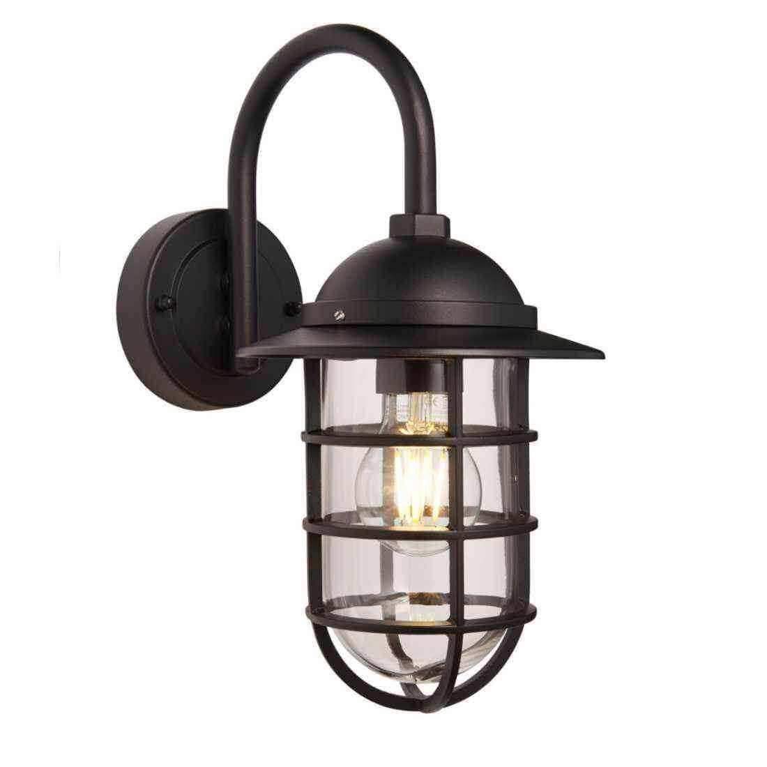 Coastal Matt Black Exterior Cage Wall Light - The Farthing