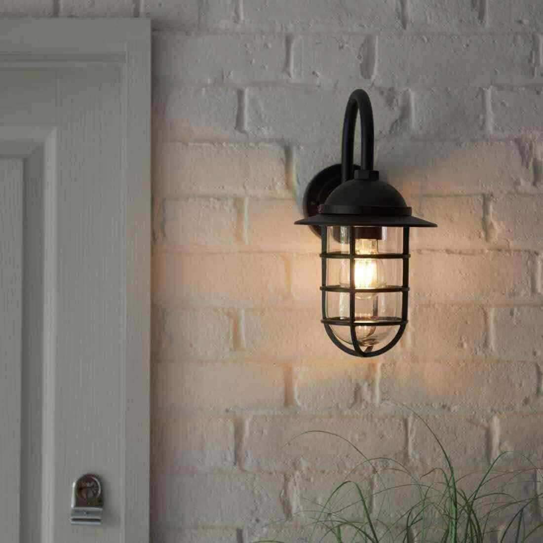 Coastal Matt Black Exterior Cage Wall Light - The Farthing