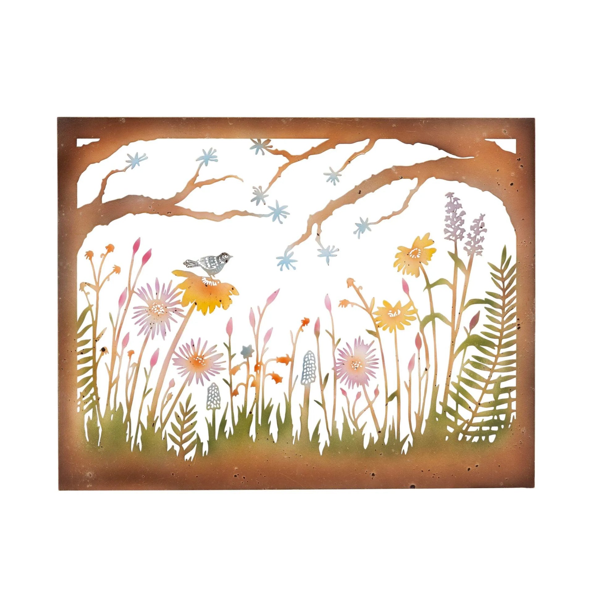 Colourful Garden View Metal Garden Wall Art - The Farthing