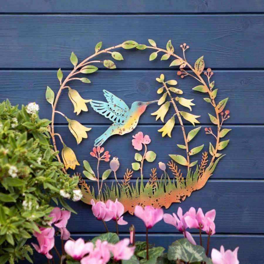 Colourful Hummingbird Garden Wall Art - The Farthing