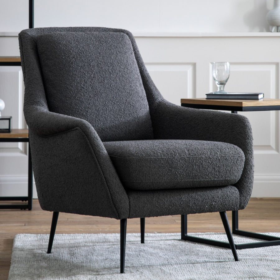 Comfy Dark Grey Linen Armchair - The Farthing