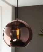 Copper Mirrored Glass Pendant Light