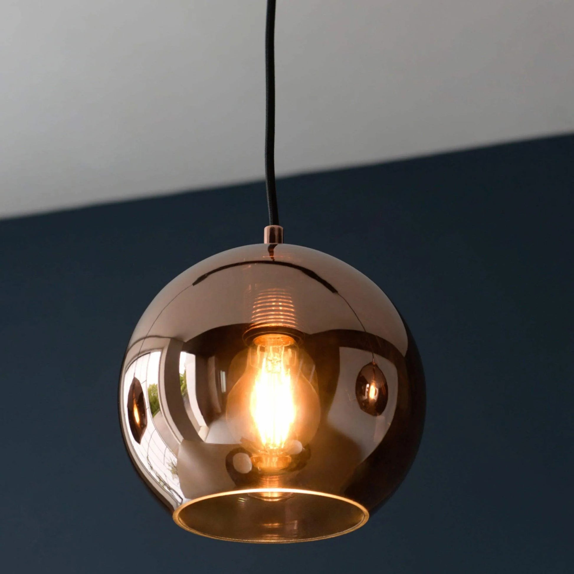 Copper Mirrored Glass Trio Pendant Light - The Farthing