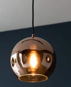 Copper Mirrored Glass Trio Pendant Light - The Farthing