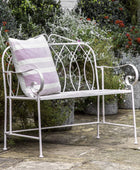 Country Style Distressed White Metal Garden Bench - The Farthing