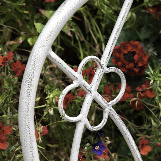 Country Style Distressed White Metal Garden Bench - The Farthing