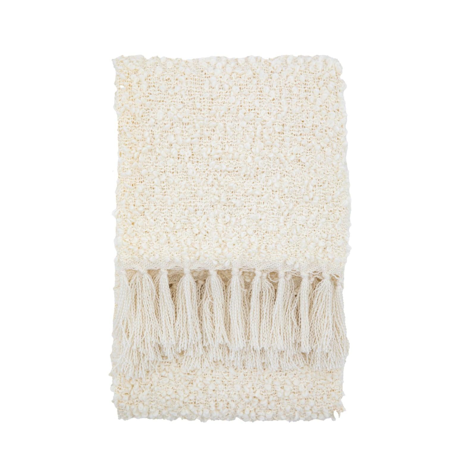 Cream Boucle Texture Throw - The Farthing