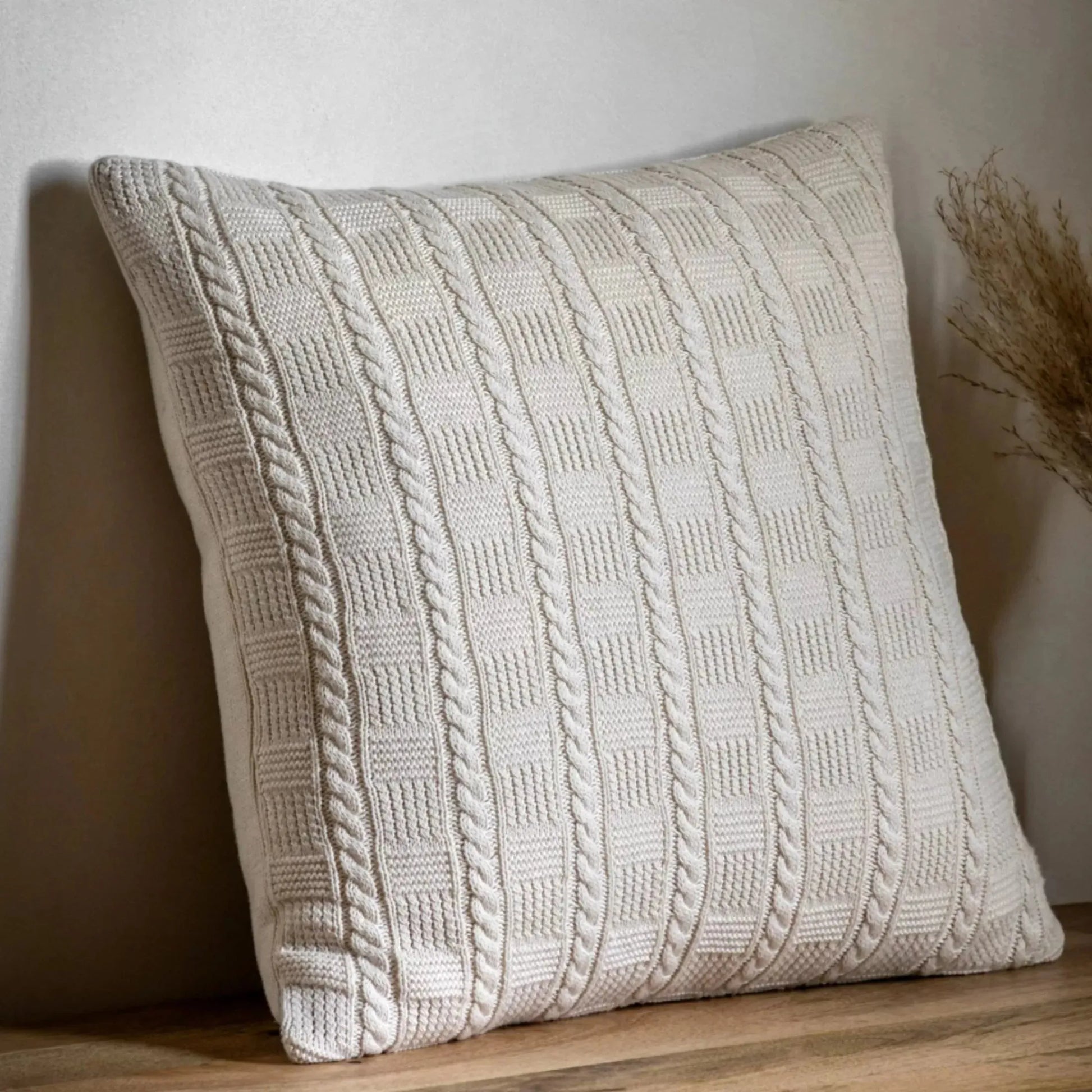 Cream Cable Knit Cushion - The Farthing