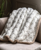 Cream Chequered & Beige Teddy Throw - The Farthing