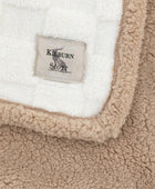 Cream Chequered & Beige Teddy Throw - The Farthing