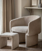 Cream Fabric Curved Armchair - The Farthing