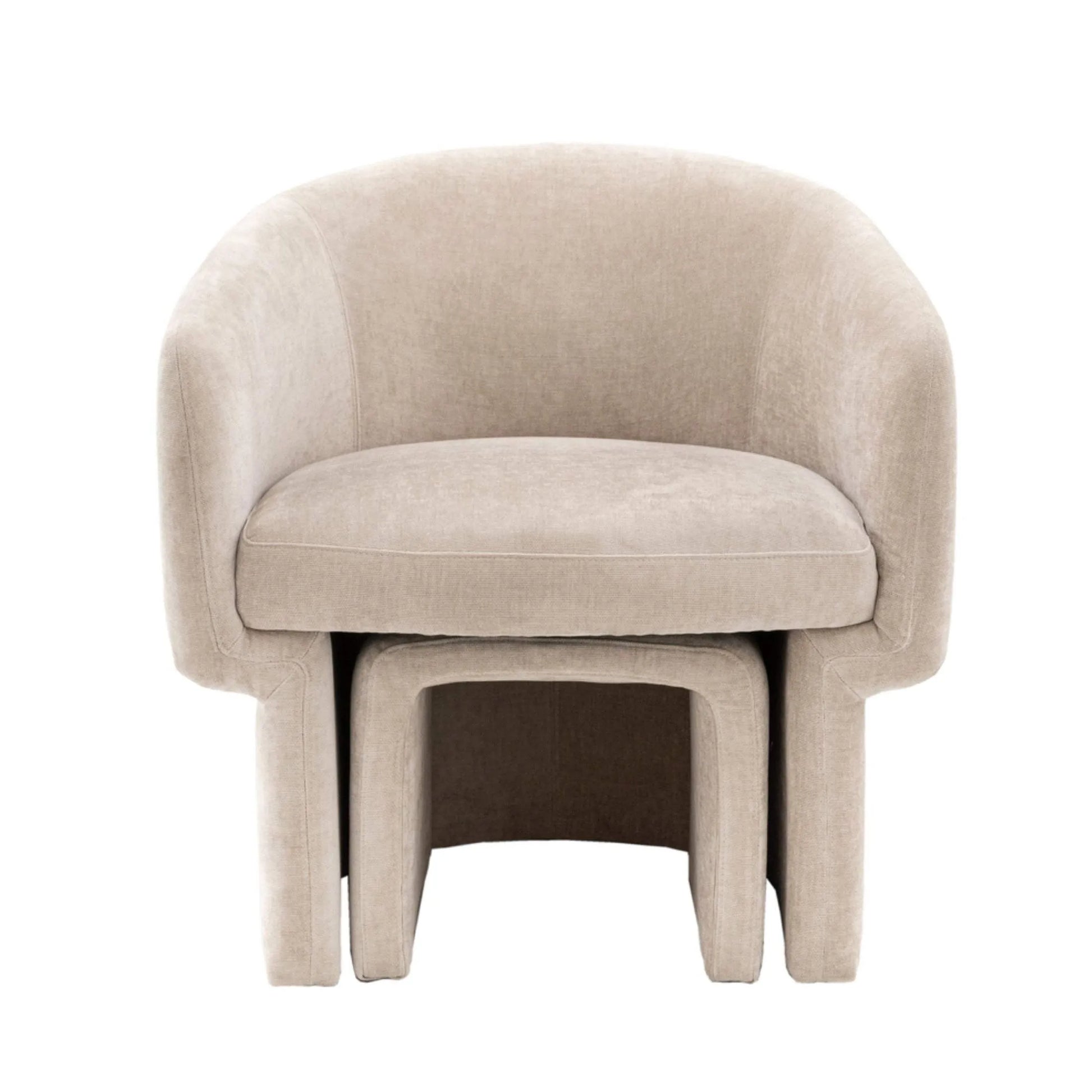 Cream Fabric Curved Armchair - The Farthing