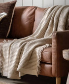 Cream Side Fringed Throw - The Farthing