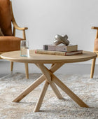 Cross Leg Oak Coffee Table - The Farthing