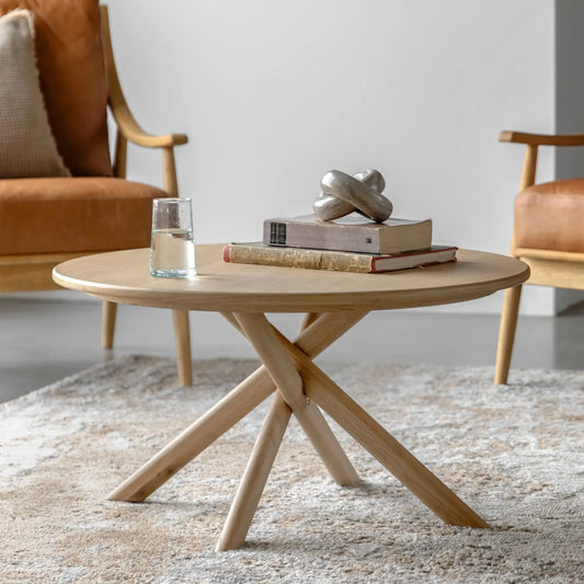 Cross Leg Oak Coffee Table - The Farthing