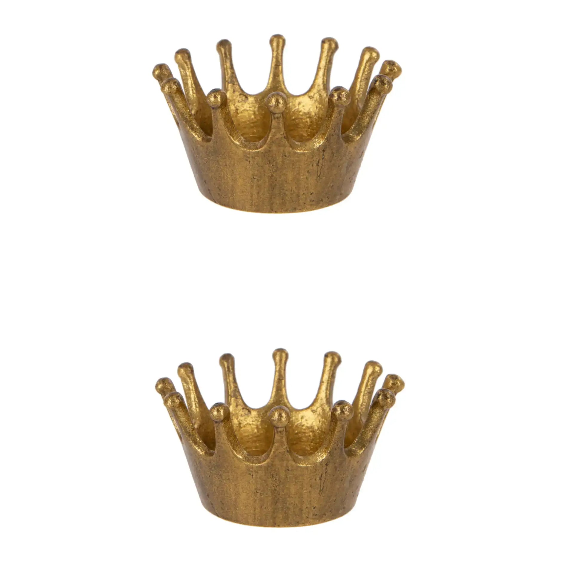 Set of Two Golden Crown Tealight Holders