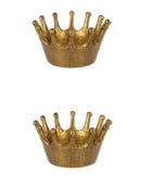 Set of Two Golden Crown Tealight Holders