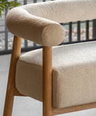 Curved Cream Fabric Wood Frame Two Seater Armchair - The Farthing
